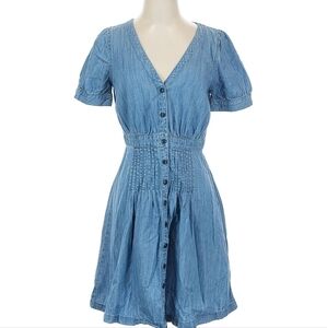 Blue Button-Down Denim Dress